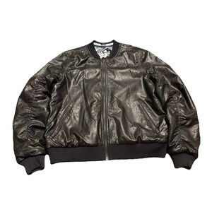 BLANKNYC Women's Faux Leather Moto Reversible Floral Jacquard Jacket Size Medium